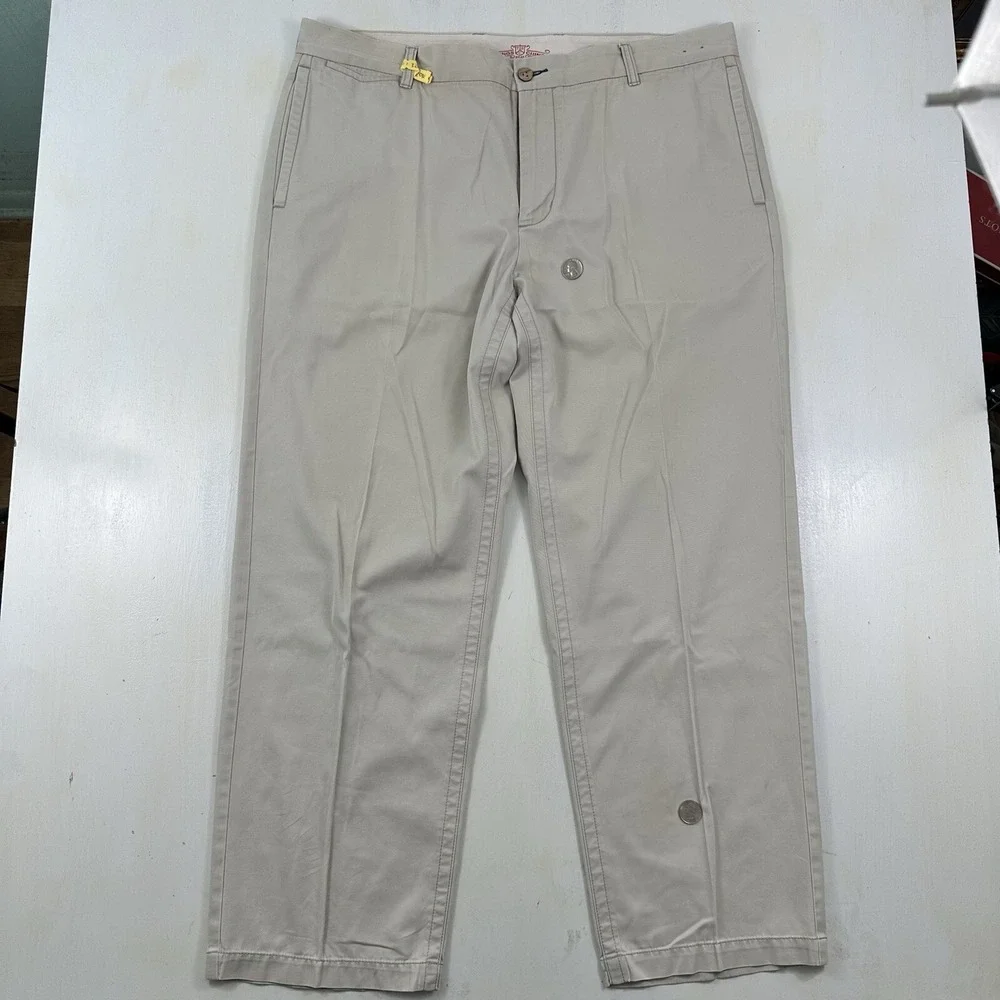 Tommy Bahama Mens TBC Relax Chinos‎ Pants 40x30 Tan Cream 100% Cotton Distressed